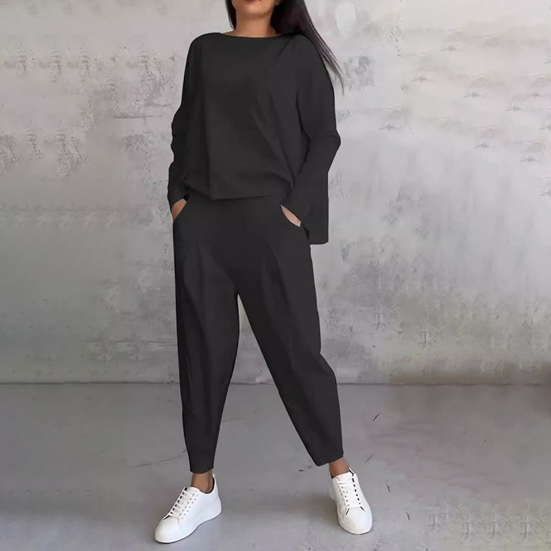 Fashion, Casual ✨ Long Sleeve Round Neck & Pants Two-Piece Set