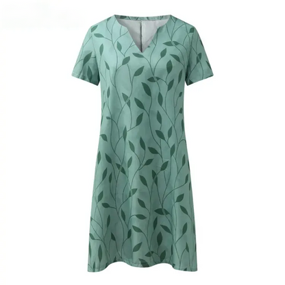 Deniel – Printed V-Neck A-Line Dress
