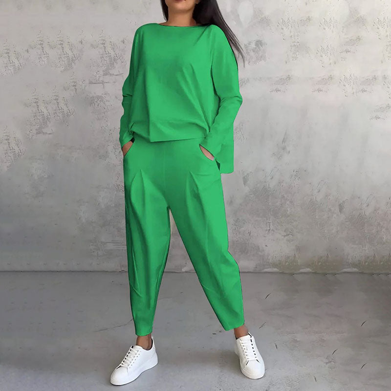 Fashion, Casual ✨ Long Sleeve Round Neck & Pants Two-Piece Set
