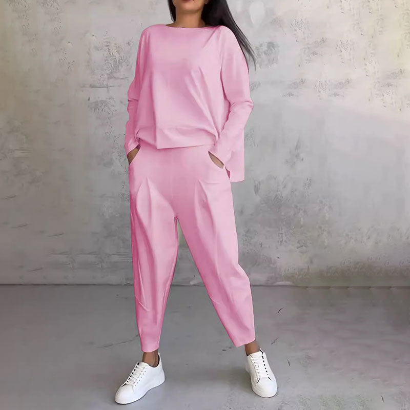 Fashion, Casual ✨ Long Sleeve Round Neck & Pants Two-Piece Set