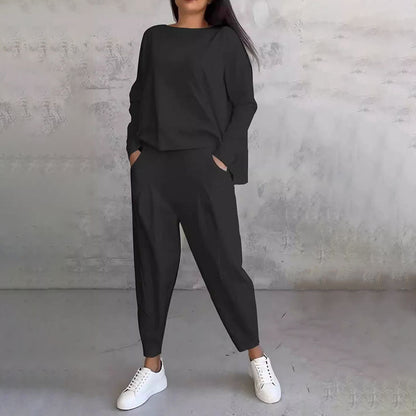 Fashion, Casual ✨ Long Sleeve Round Neck & Pants Two-Piece Set
