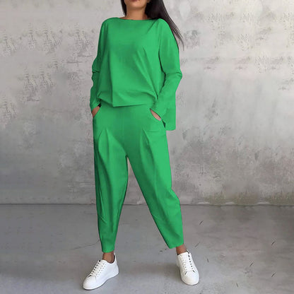 Fashion, Casual ✨ Long Sleeve Round Neck & Pants Two-Piece Set
