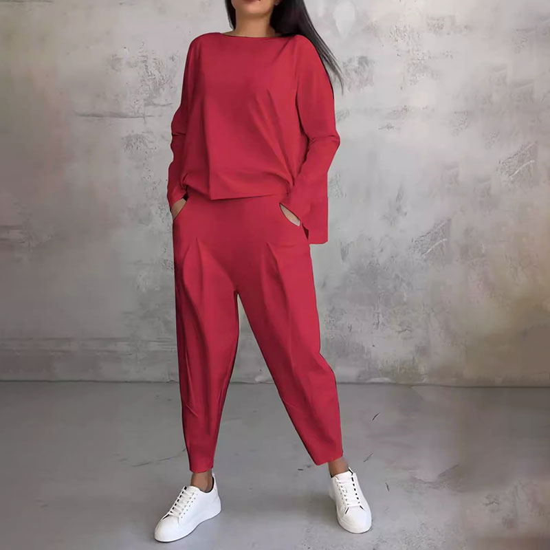 Fashion, Casual ✨ Long Sleeve Round Neck & Pants Two-Piece Set